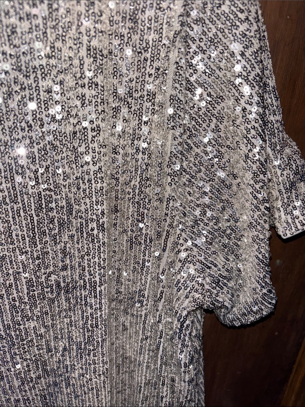 Vince Camuto Silver Sequin V-Neck Mini Dress - Picture 12 of 16